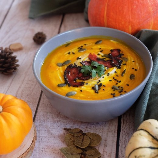 Soupe potimarron chorizo maison.